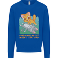 Fart Wasnt That Bad Funny Flatulence Cat Farting Kids Sweatshirt Jumper Royal Blue