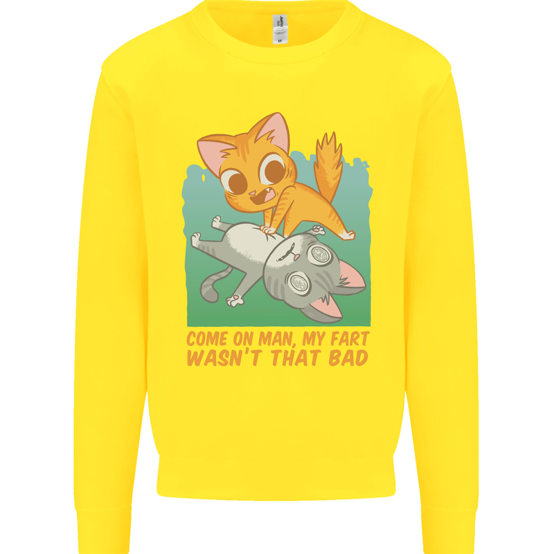 Fart Wasnt That Bad Funny Flatulence Cat Farting Kids Sweatshirt Jumper Yellow
