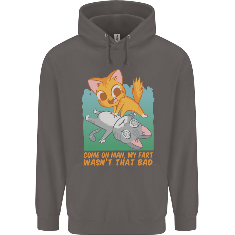 Fart Wasnt That Bad Funny Flatulence Cat Farting Mens 80% Cotton Hoodie Charcoal