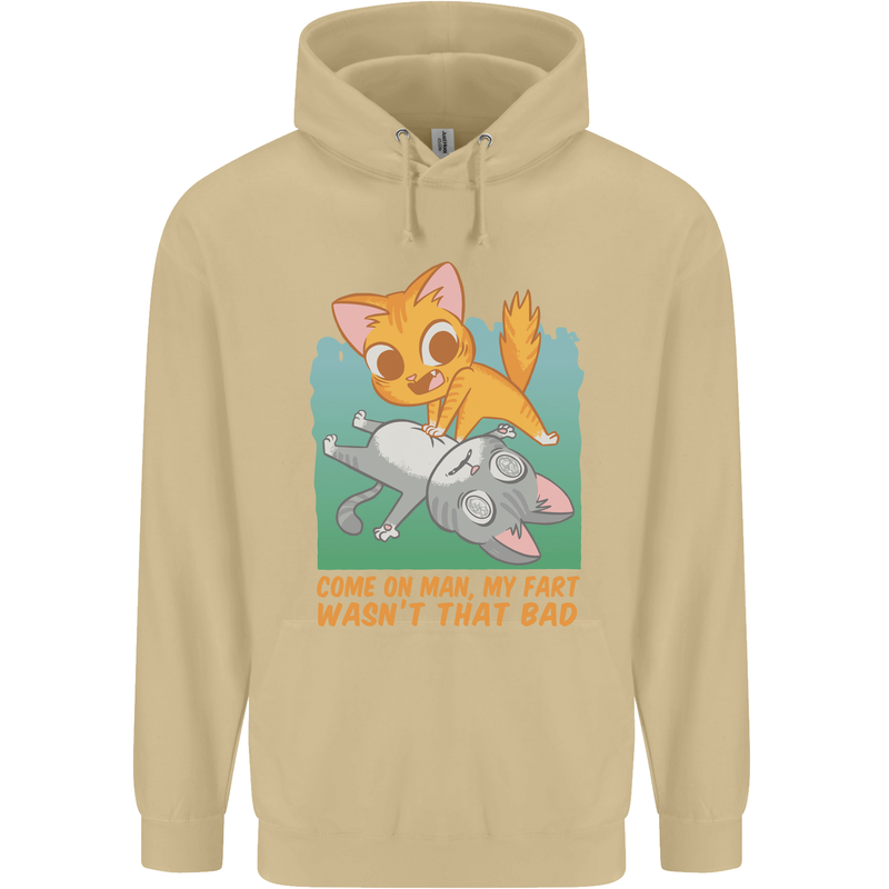 Fart Wasnt That Bad Funny Flatulence Cat Farting Mens 80% Cotton Hoodie Sand