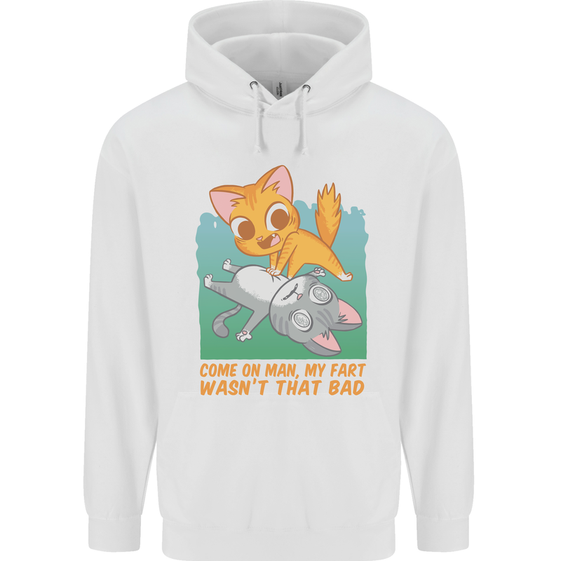 Fart Wasnt That Bad Funny Flatulence Cat Farting Mens 80% Cotton Hoodie White