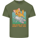 Fart Wasnt That Bad Funny Flatulence Cat Farting Mens Cotton T-Shirt Tee Top Military Green