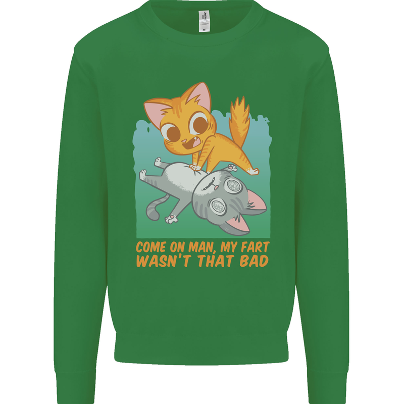 Fart Wasnt That Bad Funny Flatulence Cat Farting Mens Sweatshirt Jumper Irish Green