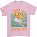 Fart Wasnt That Bad Funny Flatulence Cat Farting Mens T-Shirt 100% Cotton Light Pink