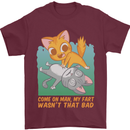 Fart Wasnt That Bad Funny Flatulence Cat Farting Mens T-Shirt 100% Cotton Maroon
