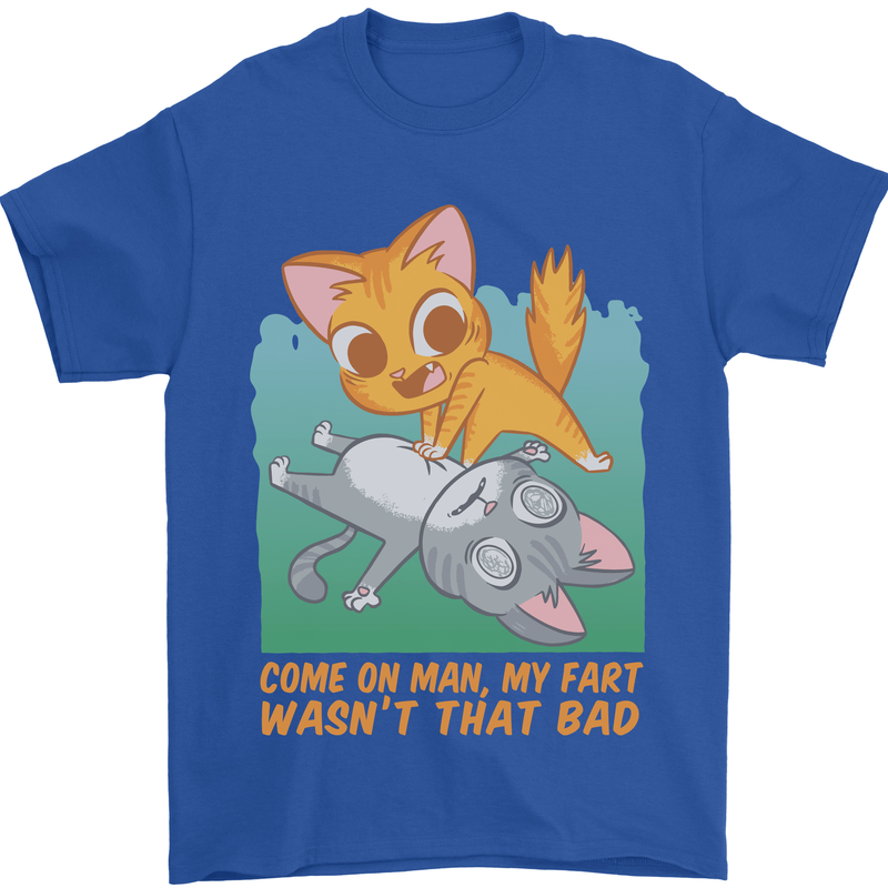 Fart Wasnt That Bad Funny Flatulence Cat Farting Mens T-Shirt 100% Cotton Royal Blue
