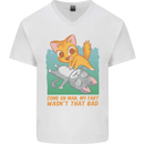 Fart Wasnt That Bad Funny Flatulence Cat Farting Mens V-Neck Cotton T-Shirt White
