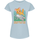 Fart Wasnt That Bad Funny Flatulence Cat Farting Womens Petite Cut T-Shirt Light Blue