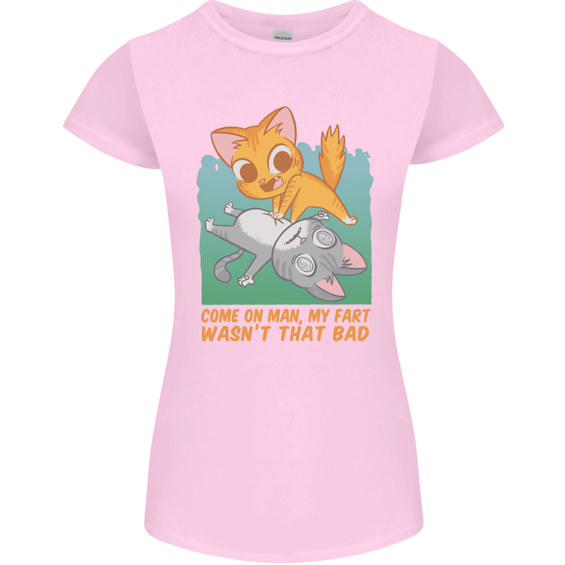 Fart Wasnt That Bad Funny Flatulence Cat Farting Womens Petite Cut T-Shirt Light Pink