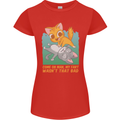 Fart Wasnt That Bad Funny Flatulence Cat Farting Womens Petite Cut T-Shirt Red