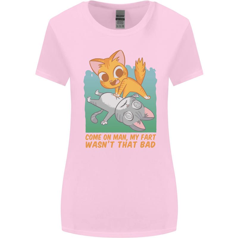 Fart Wasnt That Bad Funny Flatulence Cat Farting Womens Wider Cut T-Shirt Light Pink