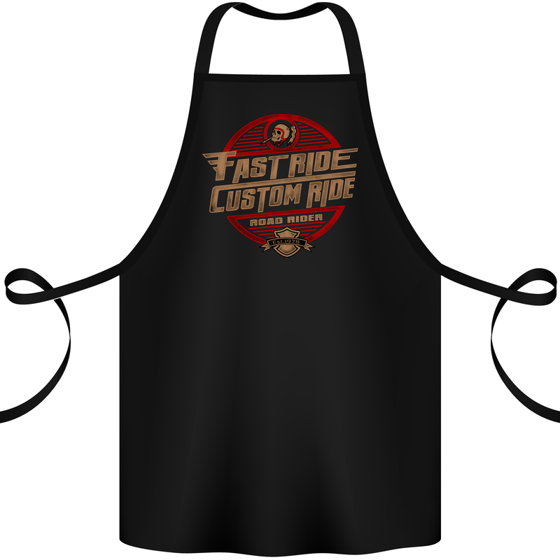 Fast Ride Cafe Racer Chopper Biker Motorcycle Cotton Apron 100% Organic Black