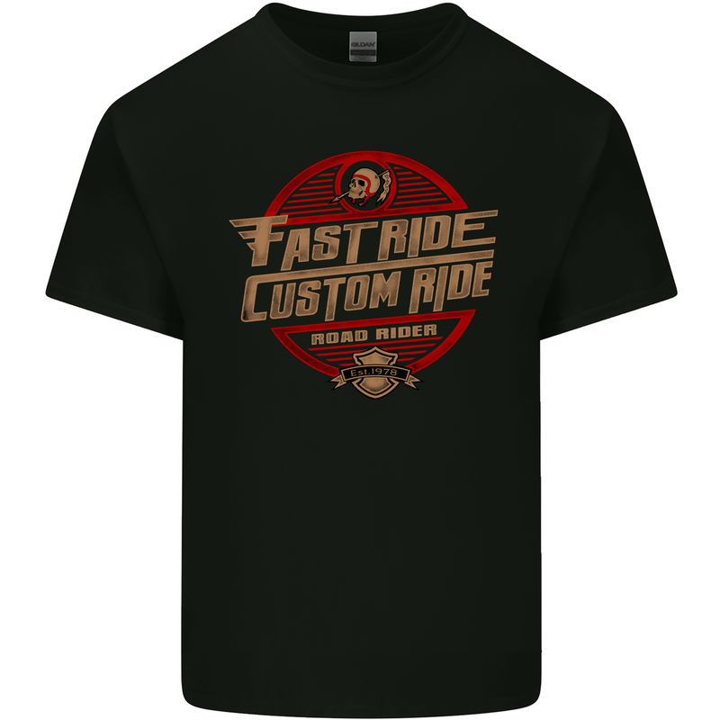 Fast Ride Cafe Racer Chopper Biker Motorcycle Kids T-Shirt Childrens Black