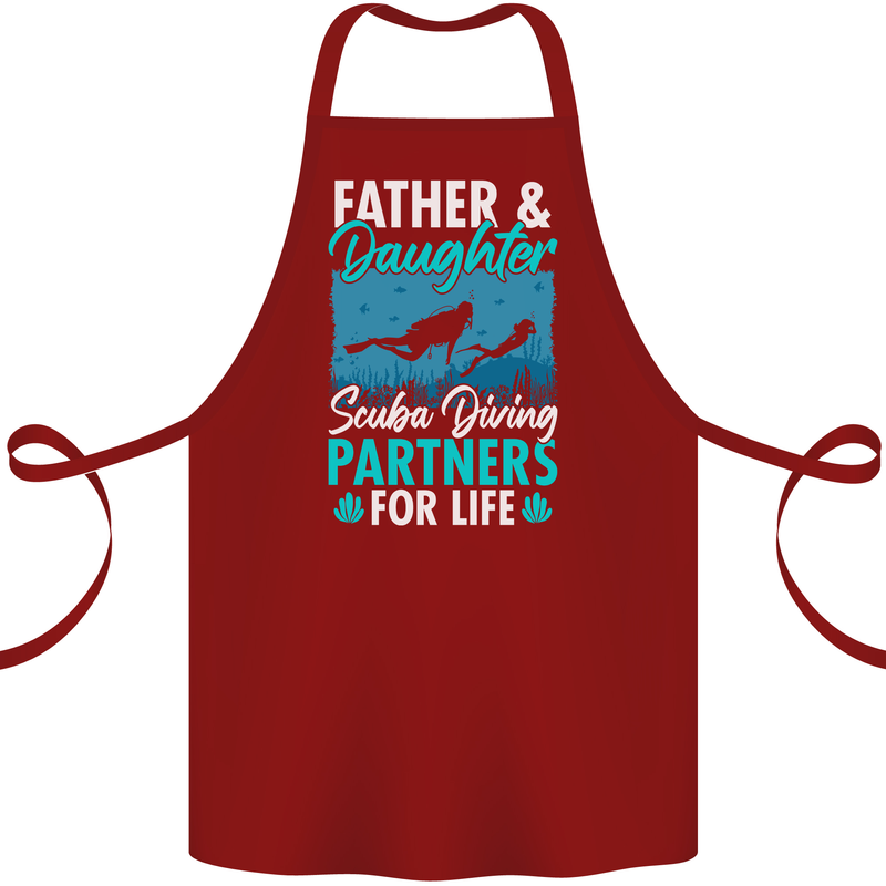 Father & Daughter Scuba Diving Fathers Day Diver Cotton Apron 100% Organic Maroon