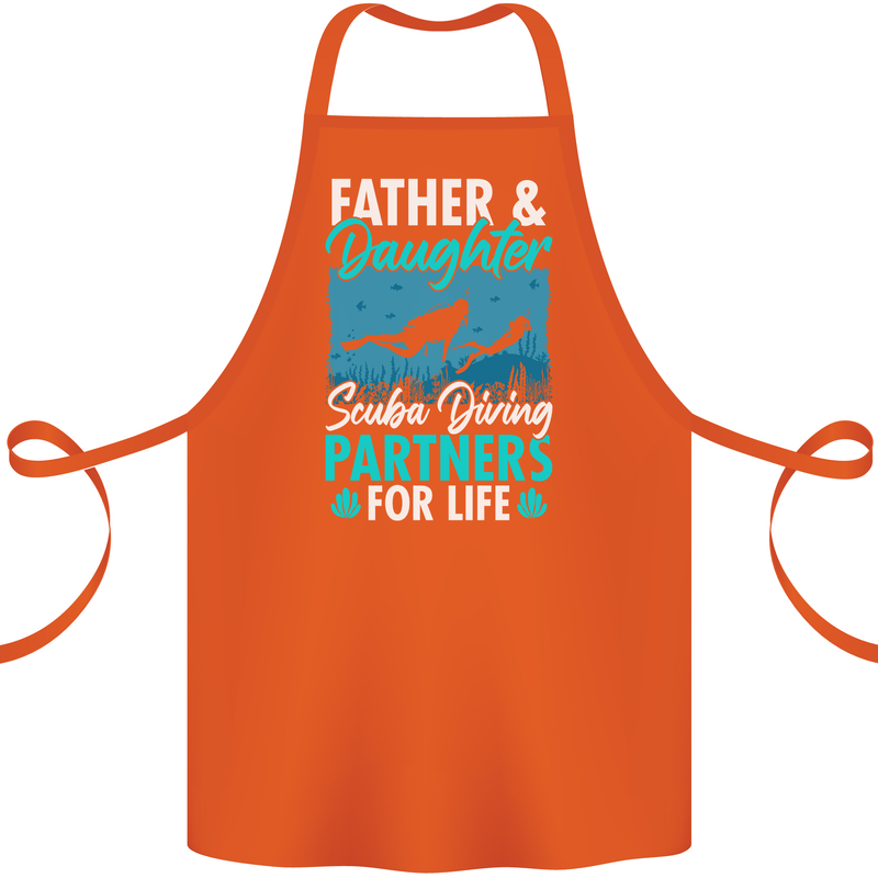 Father & Daughter Scuba Diving Fathers Day Diver Cotton Apron 100% Organic Orange