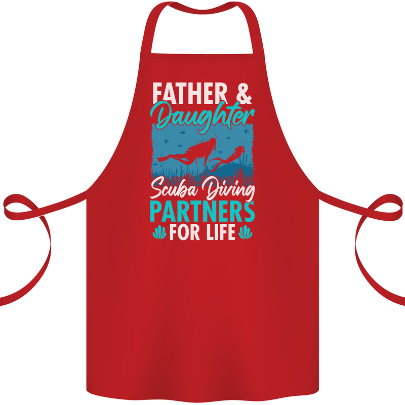 Father & Daughter Scuba Diving Fathers Day Diver Cotton Apron 100% Organic Red