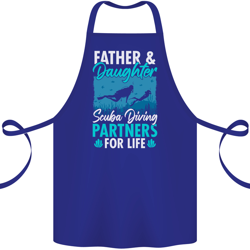 Father & Daughter Scuba Diving Fathers Day Diver Cotton Apron 100% Organic Royal Blue