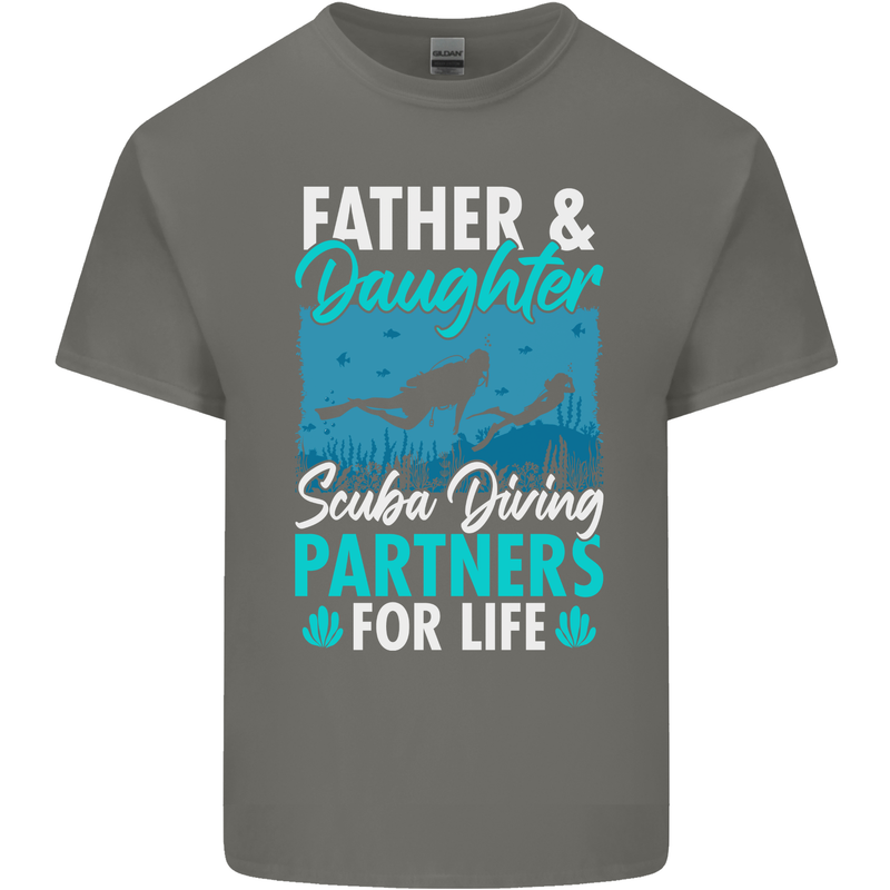 Father & Daughter Scuba Diving Fathers Day Diver Mens Cotton T-Shirt Tee Top Charcoal
