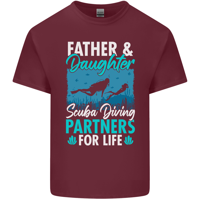 Father & Daughter Scuba Diving Fathers Day Diver Mens Cotton T-Shirt Tee Top Maroon
