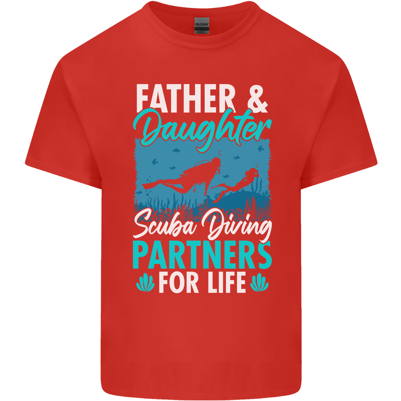 Father & Daughter Scuba Diving Fathers Day Diver Mens Cotton T-Shirt Tee Top Red