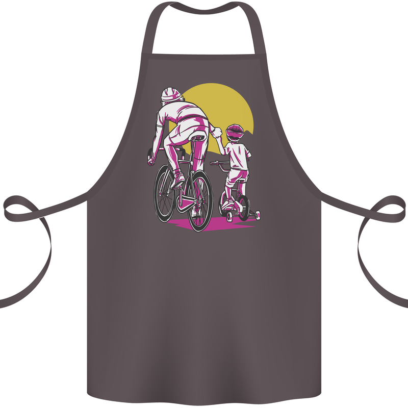 Father & Son Cycling Fathers Day Bicycle Bike Cotton Apron 100% Organic Dark Grey