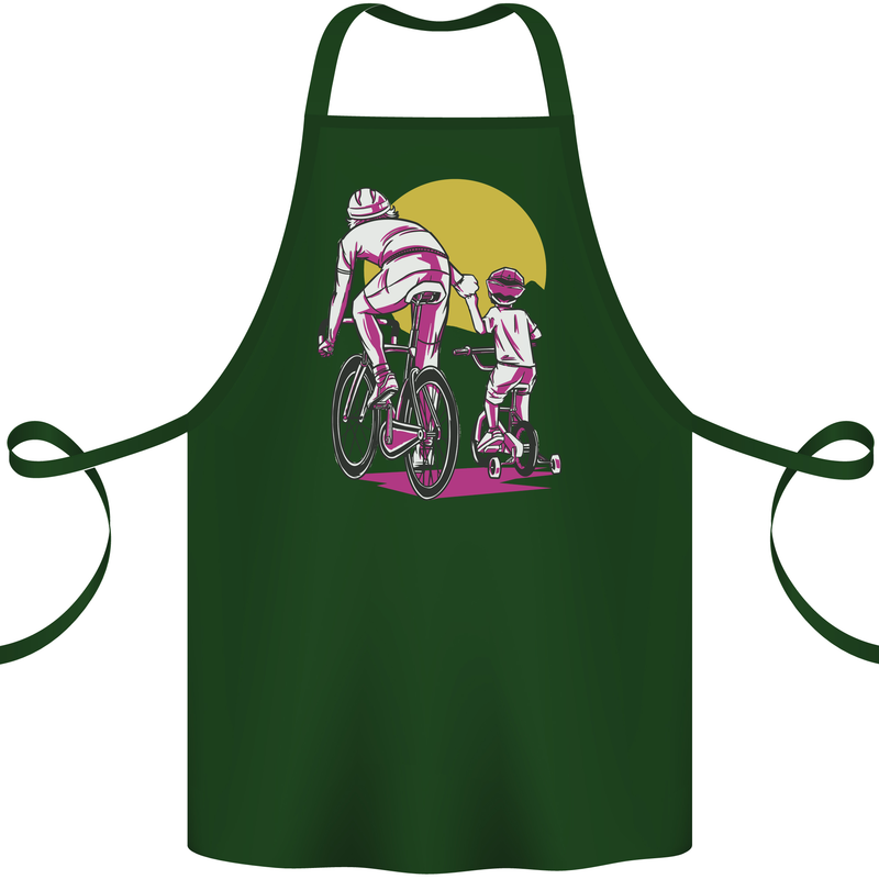 Father & Son Cycling Fathers Day Bicycle Bike Cotton Apron 100% Organic Forest Green