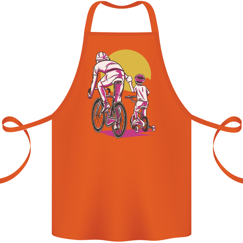 Father & Son Cycling Fathers Day Bicycle Bike Cotton Apron 100% Organic Orange