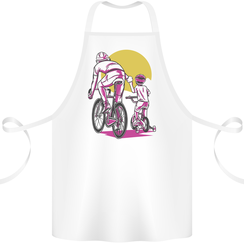 Father & Son Cycling Fathers Day Bicycle Bike Cotton Apron 100% Organic White