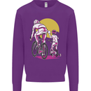 Father & Son Cycling Fathers Day Bicycle Bike Kids Sweatshirt Jumper Purple