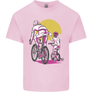 Father & Son Cycling Fathers Day Bicycle Bike Kids T-Shirt Childrens Light Pink