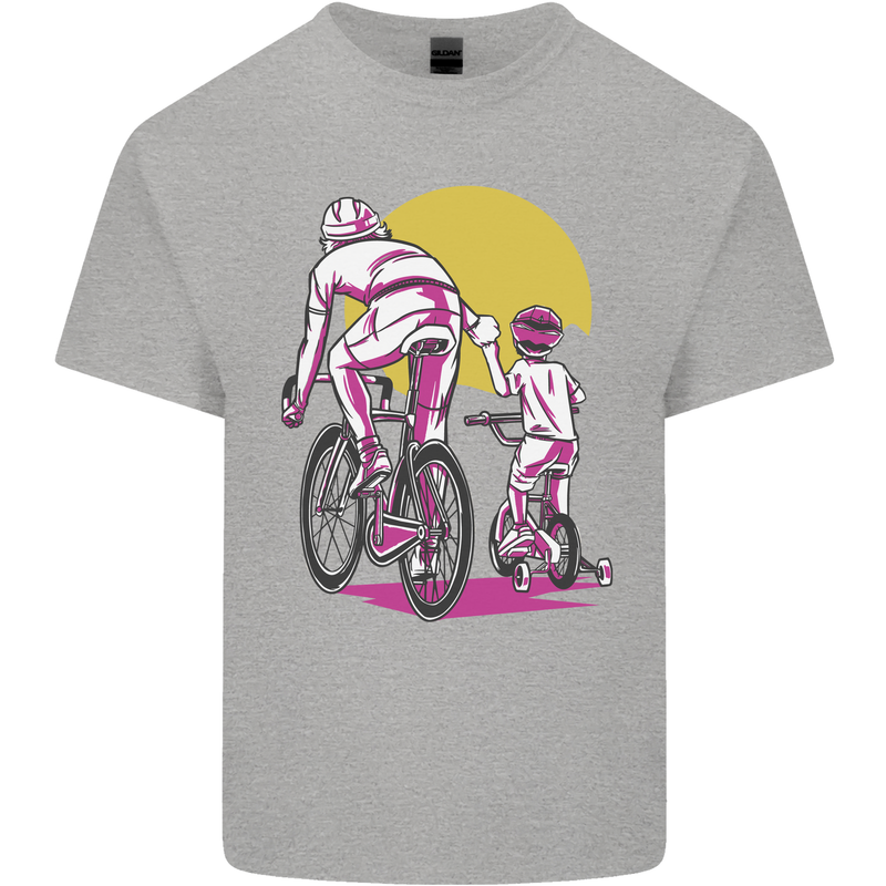 Father & Son Cycling Fathers Day Bicycle Bike Kids T-Shirt Childrens Sports Grey