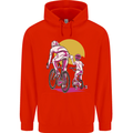 Father & Son Cycling Fathers Day Bicycle Bike Mens 80% Cotton Hoodie Bright Red