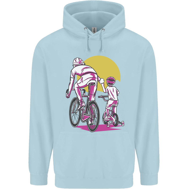 Father & Son Cycling Fathers Day Bicycle Bike Mens 80% Cotton Hoodie Light Blue