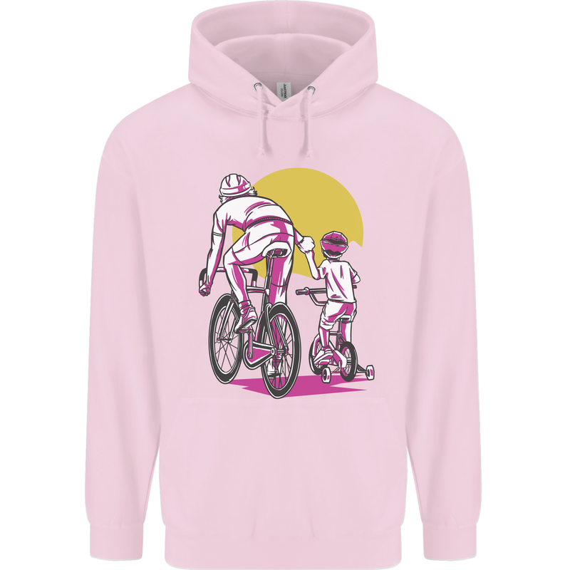 Father & Son Cycling Fathers Day Bicycle Bike Mens 80% Cotton Hoodie Light Pink