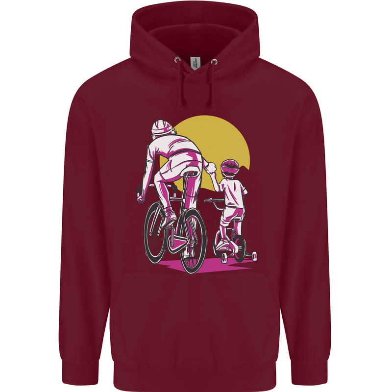 Father & Son Cycling Fathers Day Bicycle Bike Mens 80% Cotton Hoodie Maroon
