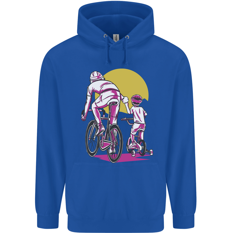 Father & Son Cycling Fathers Day Bicycle Bike Mens 80% Cotton Hoodie Royal Blue