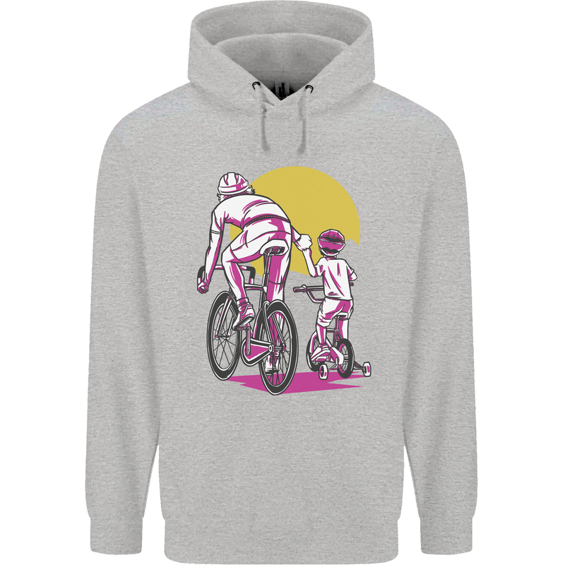 Father & Son Cycling Fathers Day Bicycle Bike Mens 80% Cotton Hoodie Sports Grey
