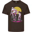 Father & Son Cycling Fathers Day Bicycle Bike Mens Cotton T-Shirt Tee Top Dark Chocolate