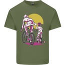 Father & Son Cycling Fathers Day Bicycle Bike Mens Cotton T-Shirt Tee Top Military Green