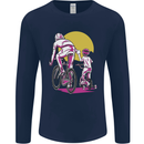 Father & Son Cycling Fathers Day Bicycle Bike Mens Long Sleeve T-Shirt Navy Blue