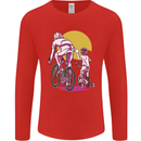 Father & Son Cycling Fathers Day Bicycle Bike Mens Long Sleeve T-Shirt Red