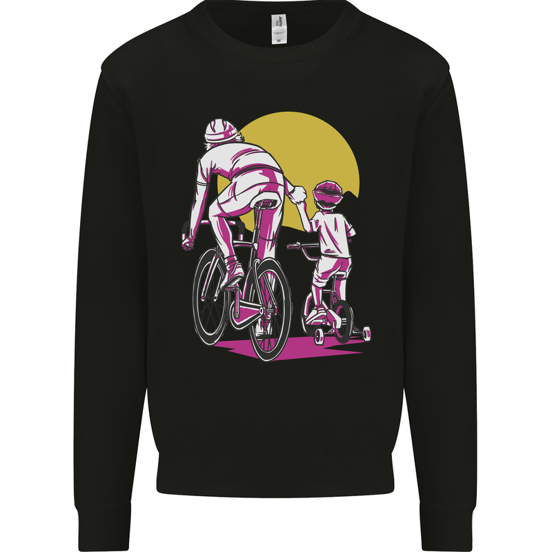 Father & Son Cycling Fathers Day Bicycle Bike Mens Sweatshirt Jumper Black