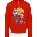 Father & Son Cycling Fathers Day Bicycle Bike Mens Sweatshirt Jumper Bright Red