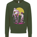 Father & Son Cycling Fathers Day Bicycle Bike Mens Sweatshirt Jumper Forest Green