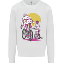 Father & Son Cycling Fathers Day Bicycle Bike Mens Sweatshirt Jumper White