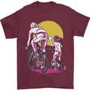 Father & Son Cycling Fathers Day Bicycle Bike Mens T-Shirt 100% Cotton Maroon