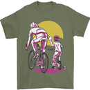 Father & Son Cycling Fathers Day Bicycle Bike Mens T-Shirt 100% Cotton Military Green