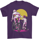 Father & Son Cycling Fathers Day Bicycle Bike Mens T-Shirt 100% Cotton Purple