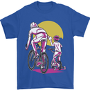 Father & Son Cycling Fathers Day Bicycle Bike Mens T-Shirt 100% Cotton Royal Blue