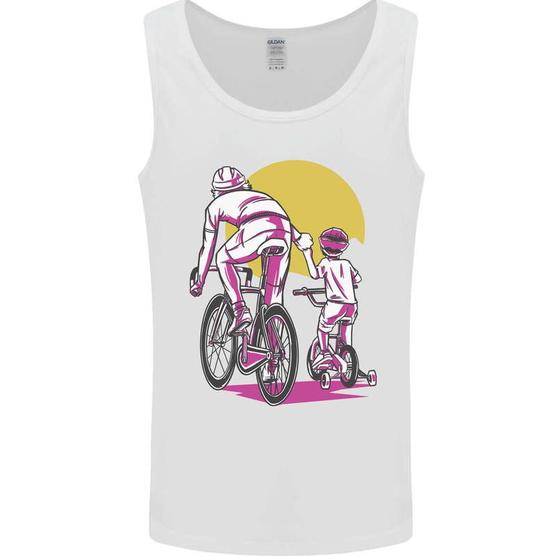 Father & Son Cycling Fathers Day Bicycle Bike Mens Vest Tank Top White